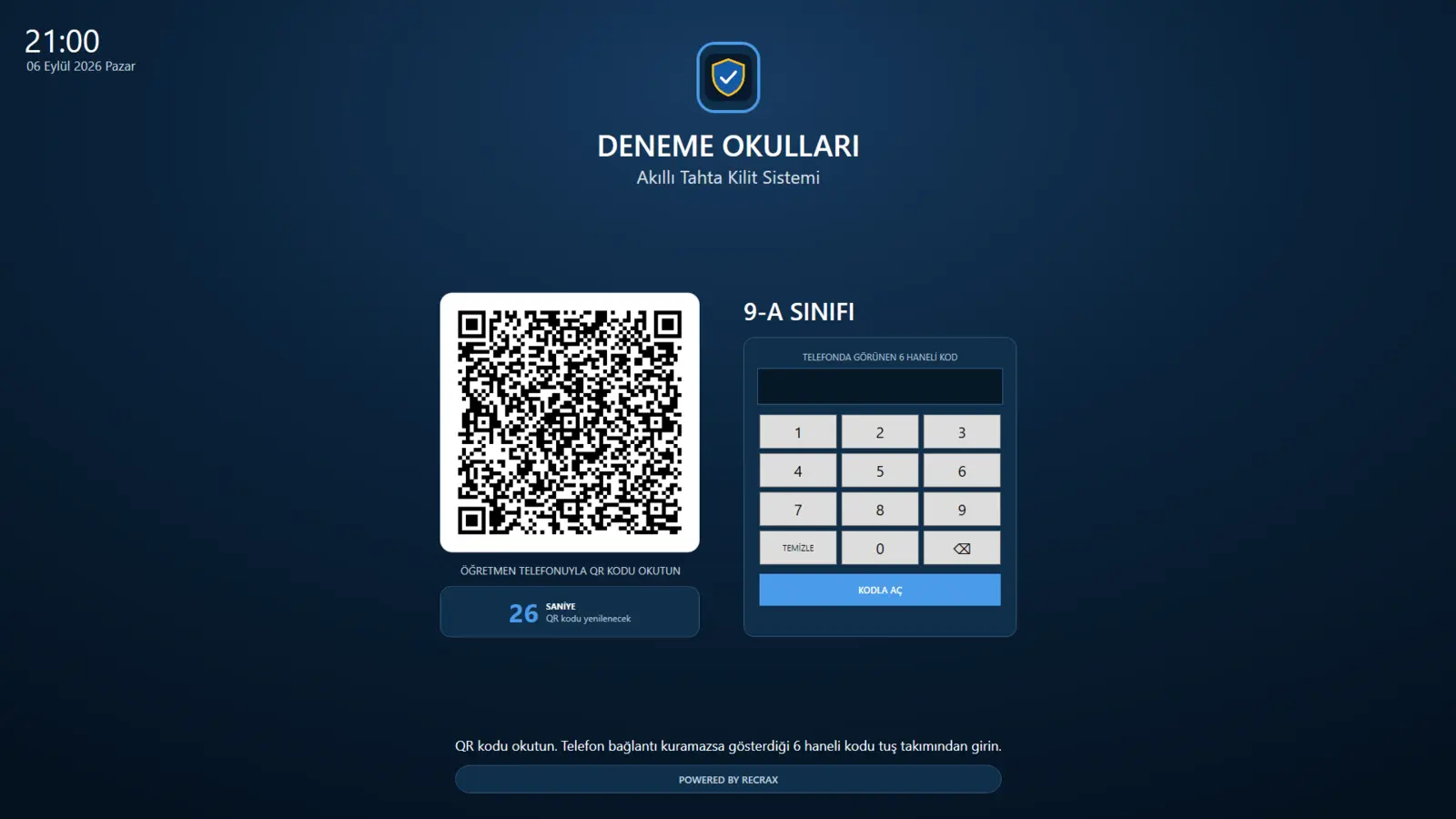 Akıllı Tahta Kilit Ekranı